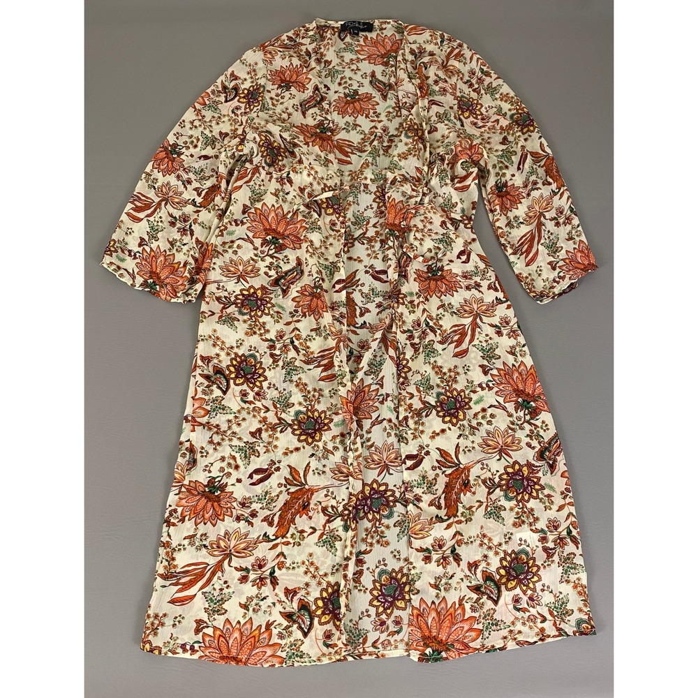 RD + Koko Floral Kimono Dress Coverup Women's Size XS Open‎ Front Colorful